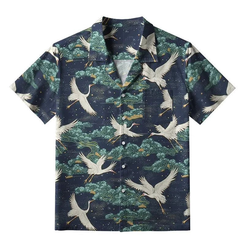 Tokyo-Tiger Cranes And Clouds Aloha Hawaiian Shirt Sale