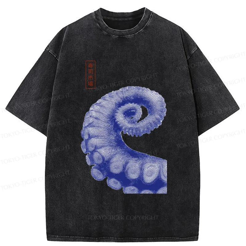 Tokyo-Tiger Octopus Tentacle Washed T-Shirt