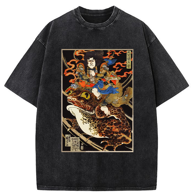 Tokyo-Tiger Japanese Samurai Ride A Toad Washed T-Shirt