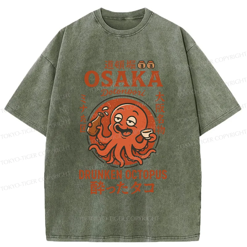 Tokyo-Tiger Dotonbori Octopu Washed T-Shirt
