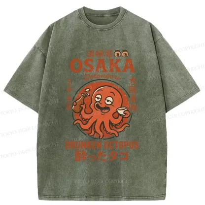 Tokyo-Tiger Dotonbori Octopu Washed T-Shirt