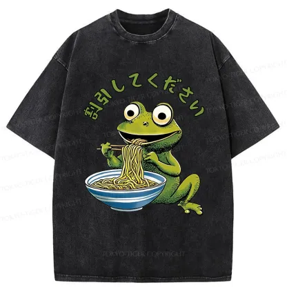Tokyo-Tiger Please Give Frog A Discount Washed T-Shirt