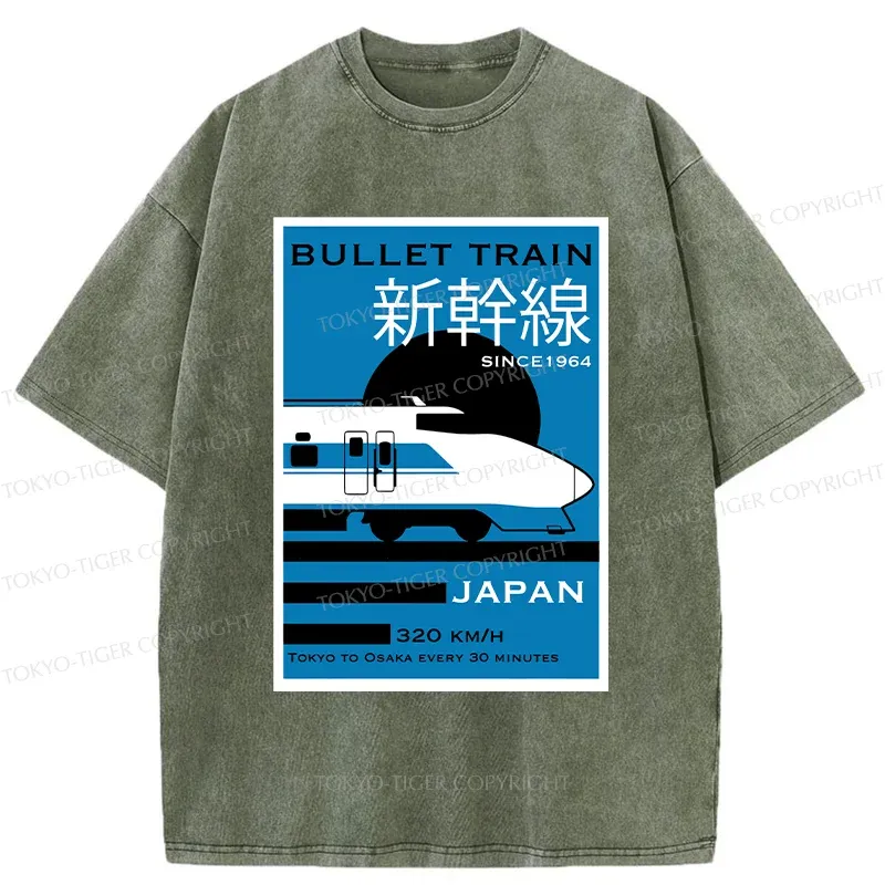 Tokyo-Tiger Japanese Shinkansen Poster Washed T-Shirt