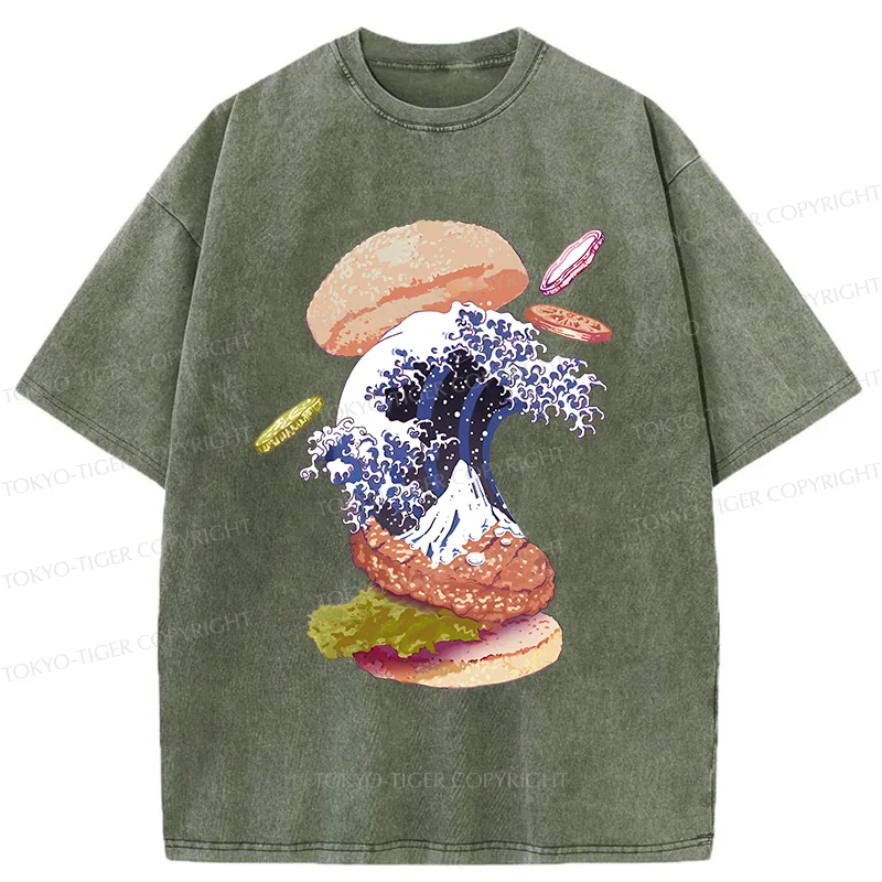 Tokyo-Tiger Delicious Burgers Washed T-Shirt