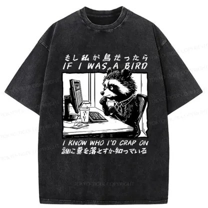 Tokyo-Tiger Funny If I Was A Bird Washed T-Shirt