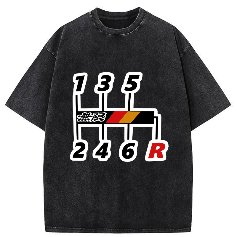 Tokyo-Tiger Car Gear Stick Washed T-Shirt