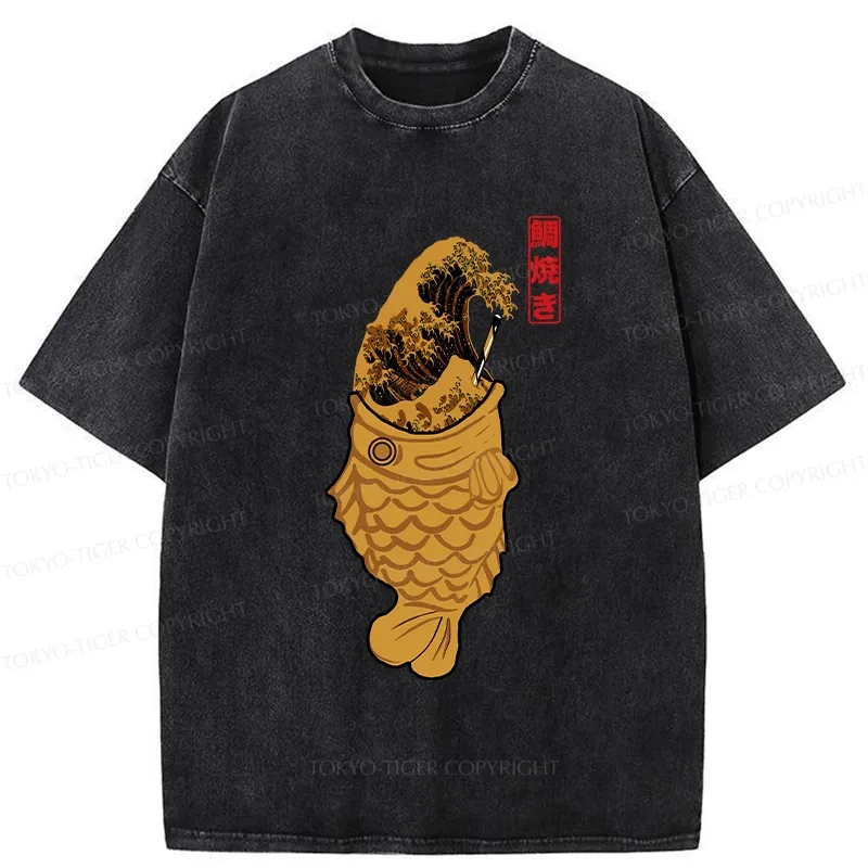 Tokyo-Tiger The Great Wave Off Taiyaki Washed T-Shirt Sale