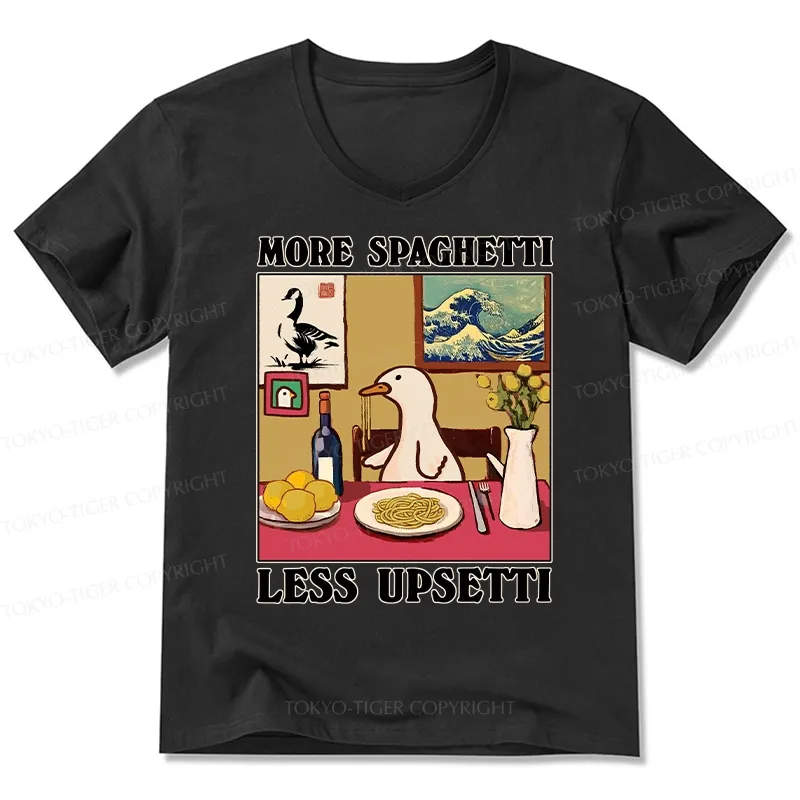 Tokyo-Tiger More Spaghetti Less Upsetti Goose V-Neck Classic T-Shirt