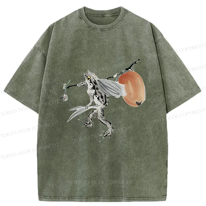 Tokyo-Tiger Frog About To Travel Washed T-Shirt