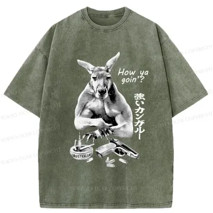 Tokyo-Tiger Strong Kangaroo Washed T-Shirt