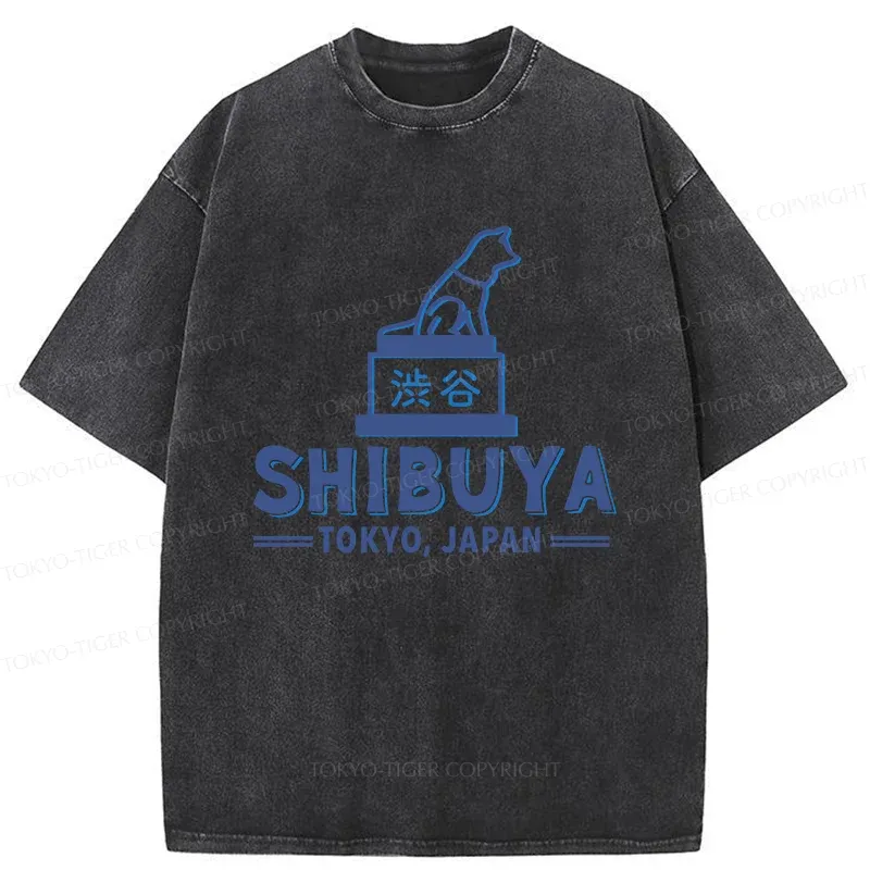 Tokyo-Tiger Loyal Dog Statue Washed T-Shirt