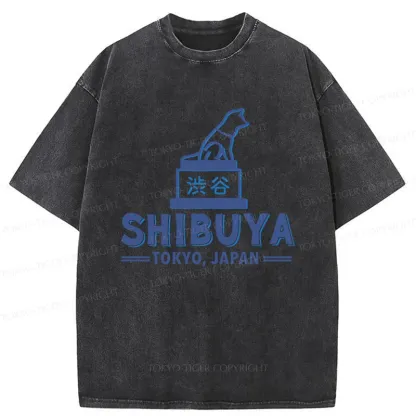 Tokyo-Tiger Loyal Dog Statue Washed T-Shirt