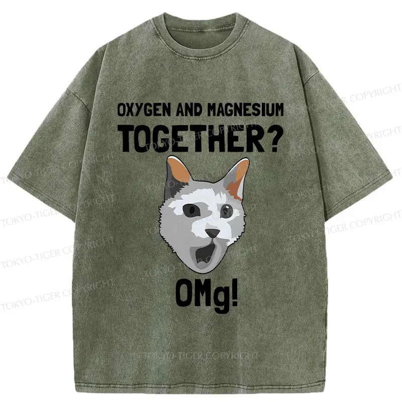 Tokyo-Tiger Surprised Cat Washed T-Shirt