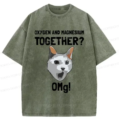 Tokyo-Tiger Surprised Cat Washed T-Shirt