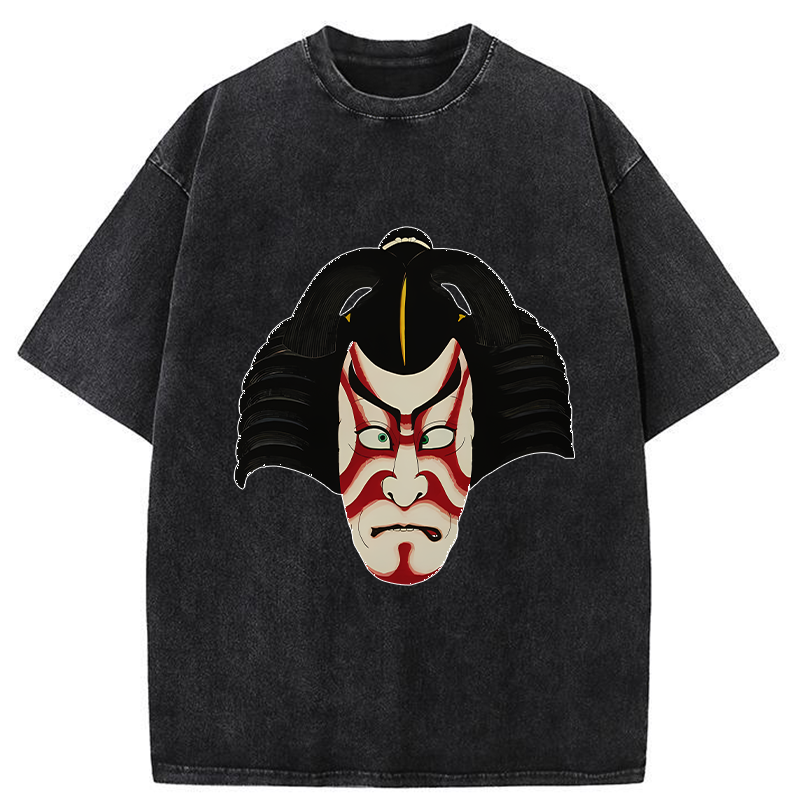 Tokyo-Tiger Japanese Ukiyo-e Kabuki Washed T-Shirt