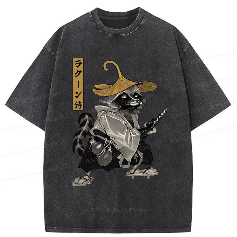 Tokyo-Tiger Samurai Raccoon Washed T-Shirt
