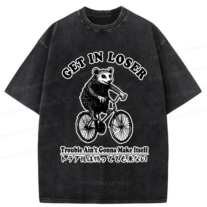 Tokyo-Tiger Get In Loser Opossum Washed T-Shirt