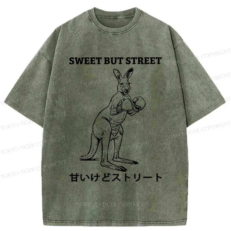 Tokyo-Tiger Funny Kangaroo Washed T-Shirt