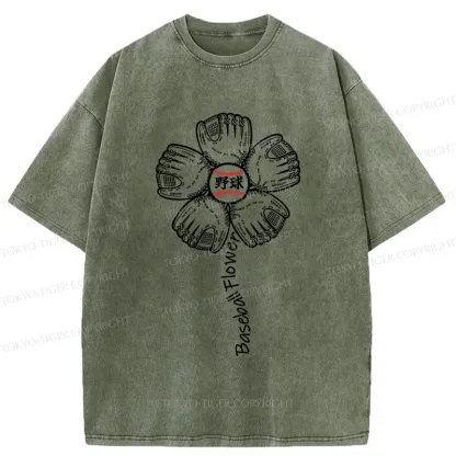 Tokyo-Tiger Baseball Flower Washed T-Shirt