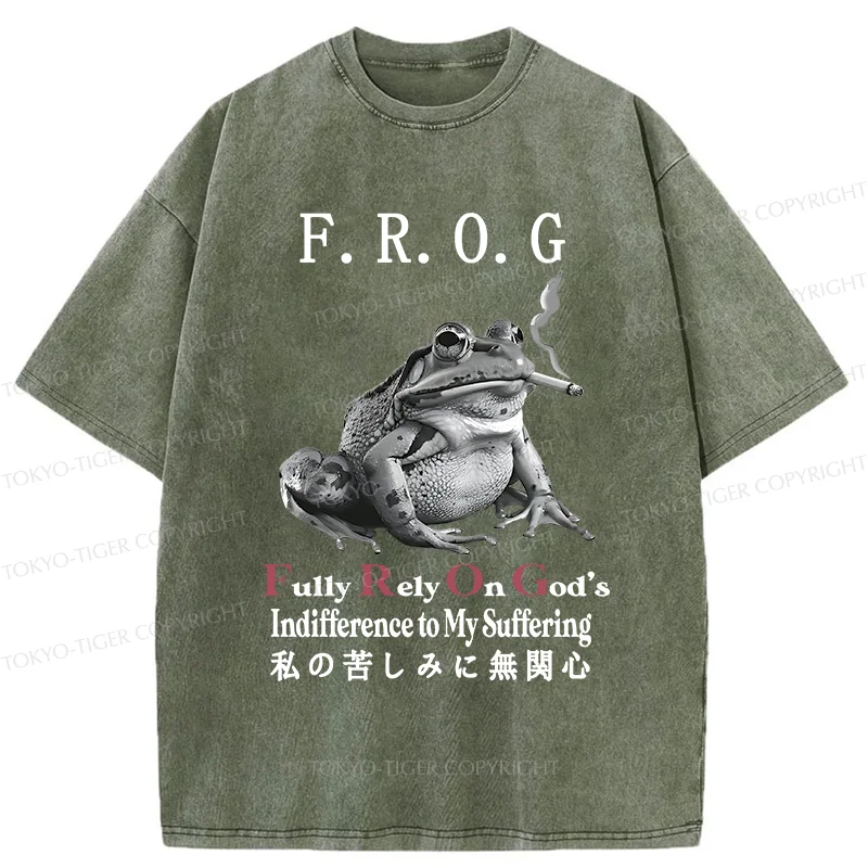 Tokyo-Tiger Indifferent Frog Washed T-Shirt