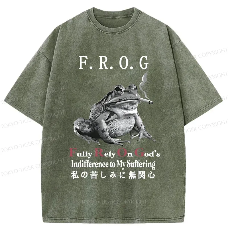 Tokyo-Tiger Indifferent Frog Washed T-Shirt