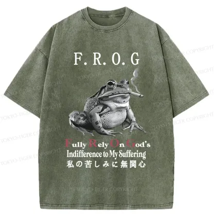 Tokyo-Tiger Indifferent Frog Washed T-Shirt