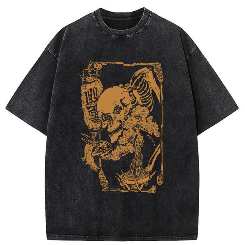 Tokyo-Tiger Bonsai Enthusiast Skeleton Washed T-Shirt