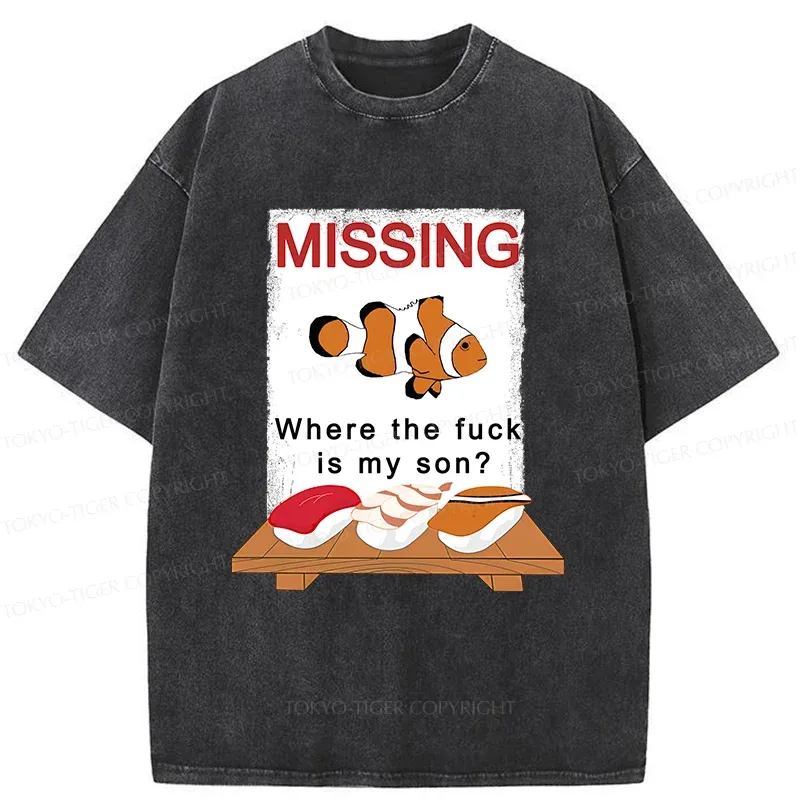 Tokyo-Tiger Clownfish Sushi Washed T-Shirt
