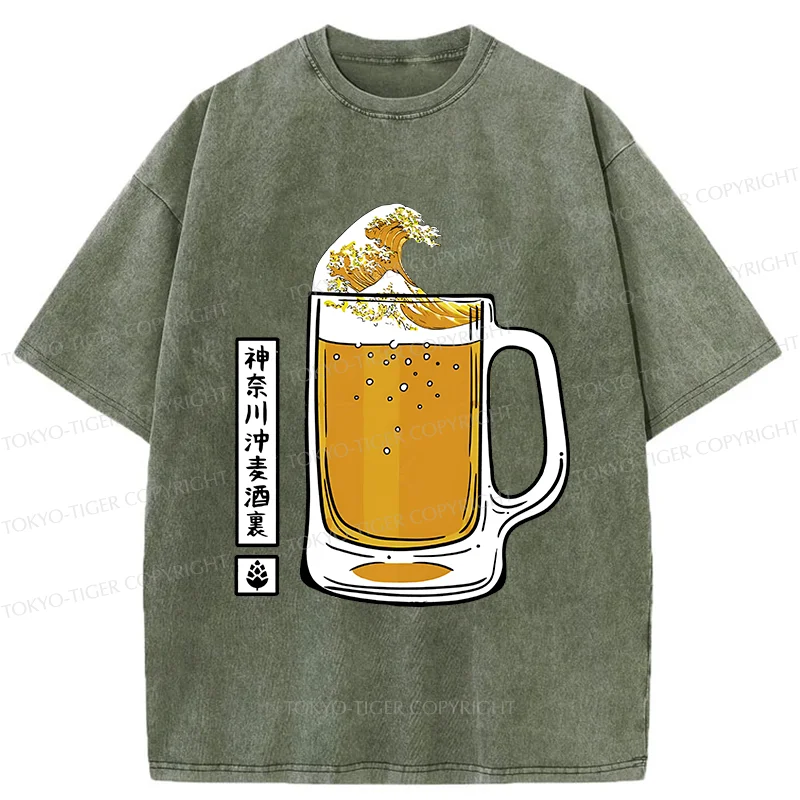 Tokyo-Tiger Japan Beer Wave Washed T-Shirt