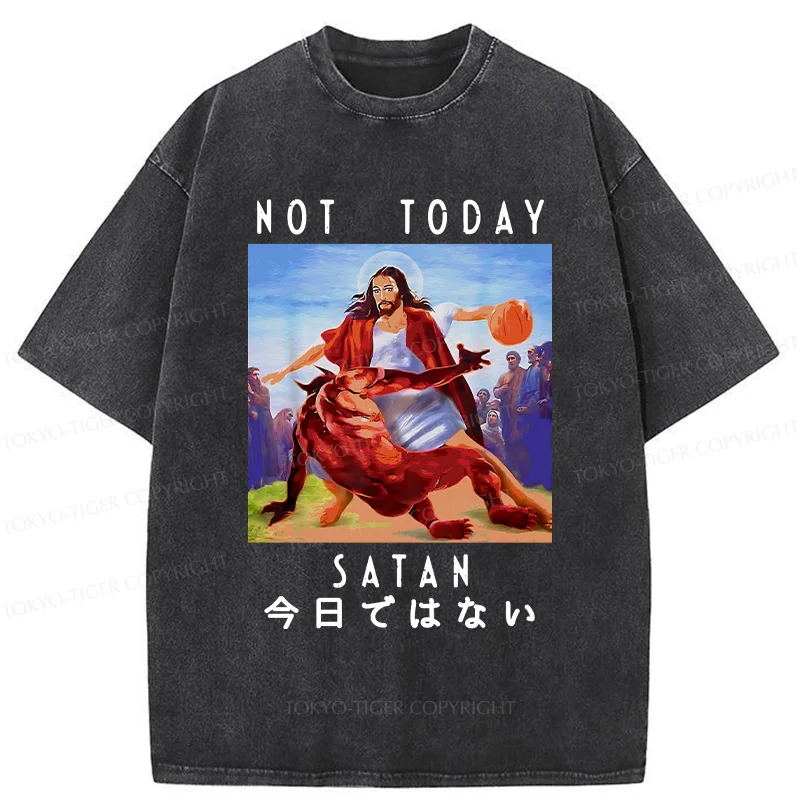 Tokyo-Tiger Jesus Is Fighting The Devil Washed T-Shirt
