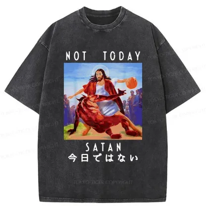 Tokyo-Tiger Jesus Is Fighting The Devil Washed T-Shirt