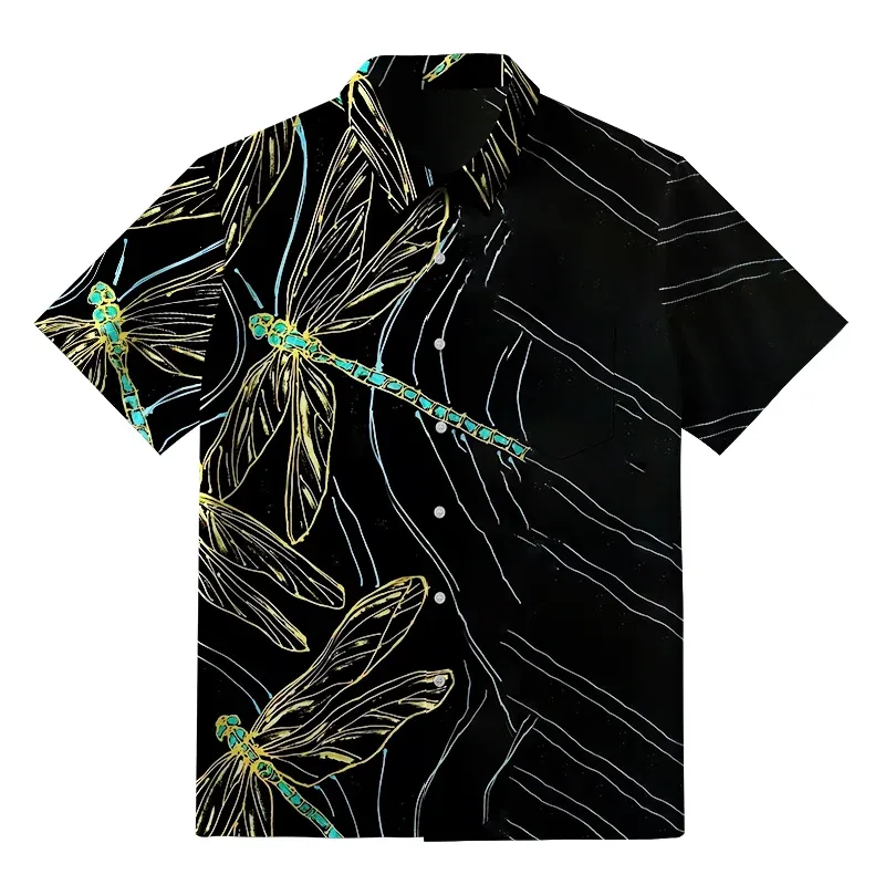 Tokyo-Tiger Dragonfly Flapping Its Wings Button-up Shirt Sale