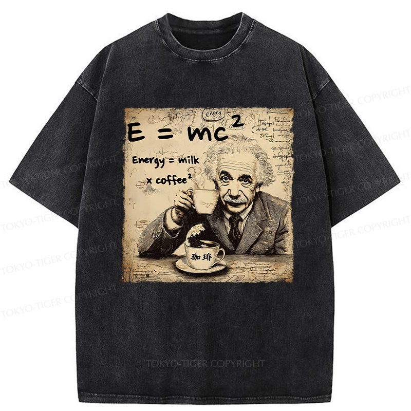 Tokyo-Tiger Funny Energy=Milk x Coffee^2 Washed T-Shirt