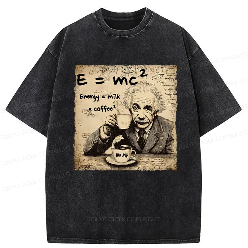 Tokyo-Tiger Funny Energy=Milk x Coffee^2 Washed T-Shirt