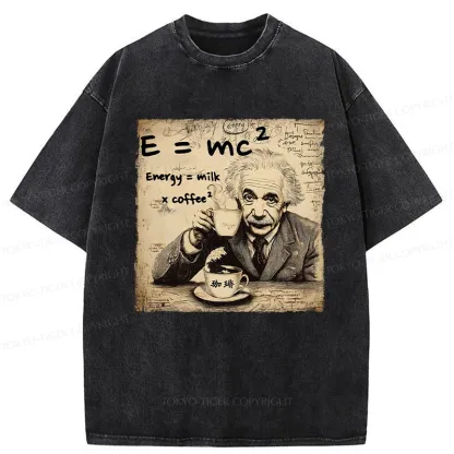 Tokyo-Tiger Funny Energy=Milk x Coffee^2 Washed T-Shirt