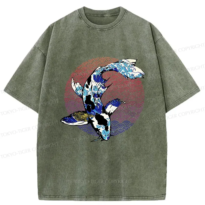 Tokyo-Tiger Vintage Japanese Koi Washed T-Shirt