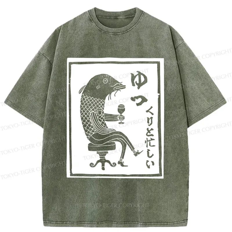 Tokyo-Tiger Retro Fishman Washed T-Shirt