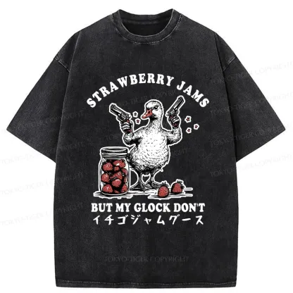 Tokyo-Tiger Strawberry Jam Funny Washed T-Shirt