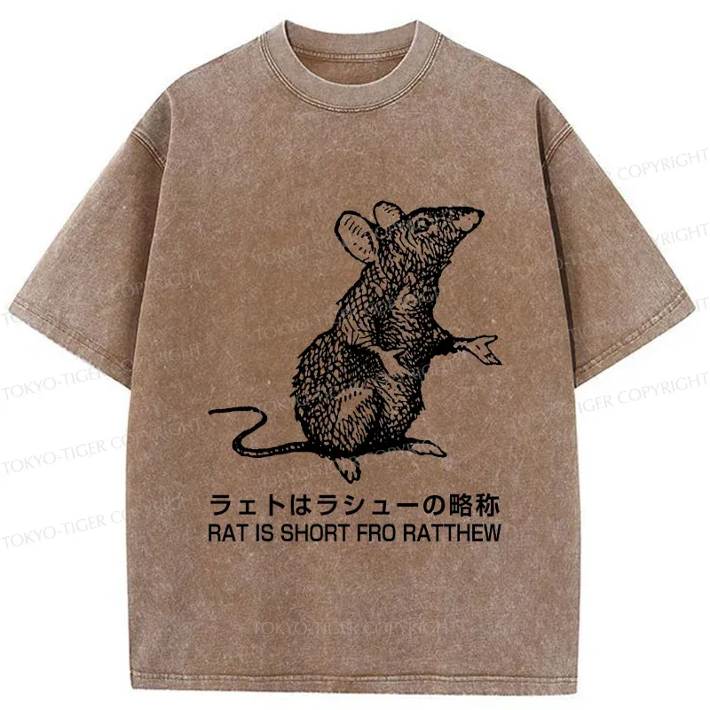 Tokyo-Tiger Funny Rat Japan Washed T-Shirt