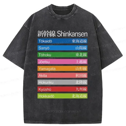 Tokyo-Tiger Shinkansen Stations Washed T-Shirt