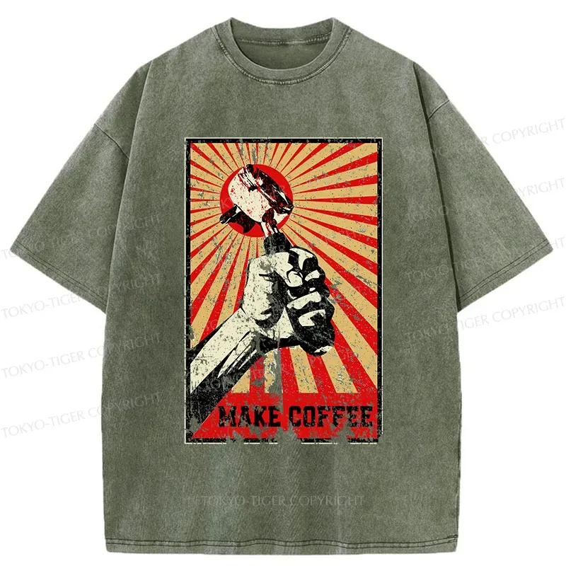 Tokyo-Tiger Make Coffee Together Washed T-Shirt