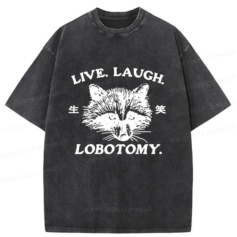 Tokyo-Tiger Funny Raccoon Washed T-Shirt