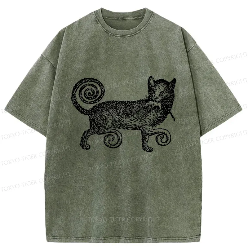 Tokyo-Tiger Cat That Caught The Mouse Washed T-Shirt