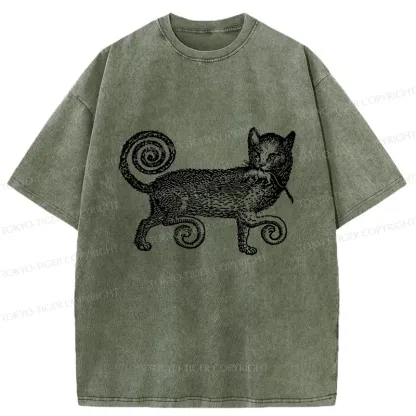 Tokyo-Tiger Cat That Caught The Mouse Washed T-Shirt