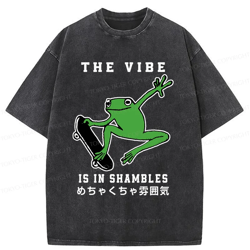 Tokyo-Tiger Frog Skateboard Washed T-Shirt