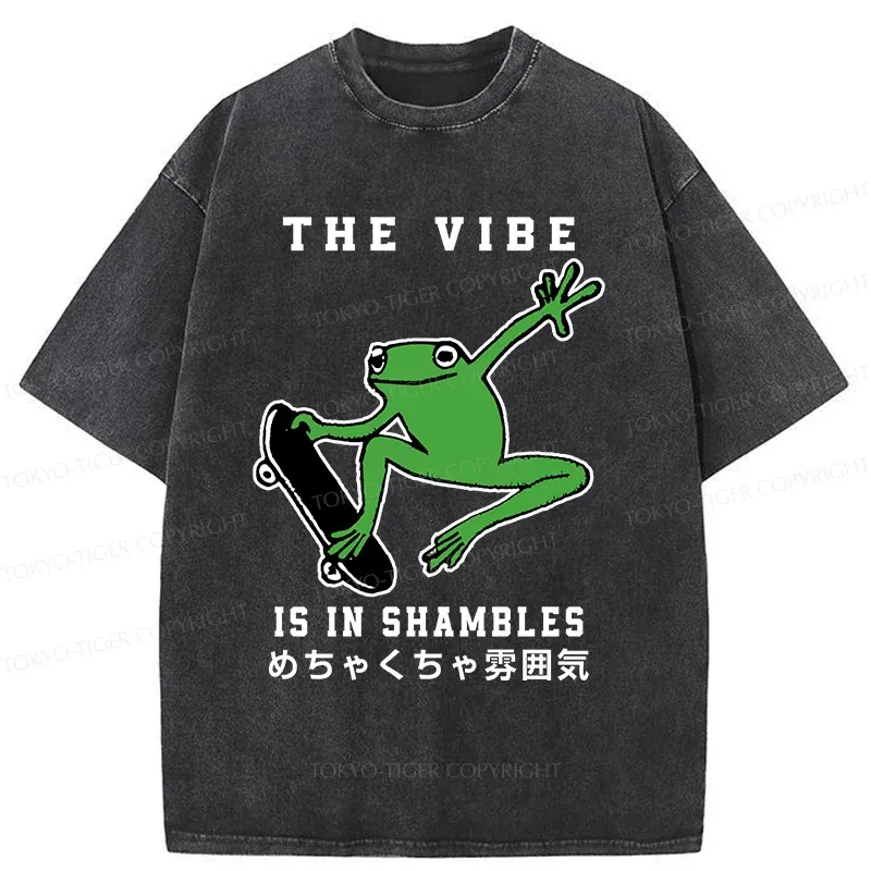 Tokyo-Tiger Frog Skateboard Washed T-Shirt