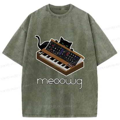 Tokyo-Tiger Cat and Music Washed T-Shirt