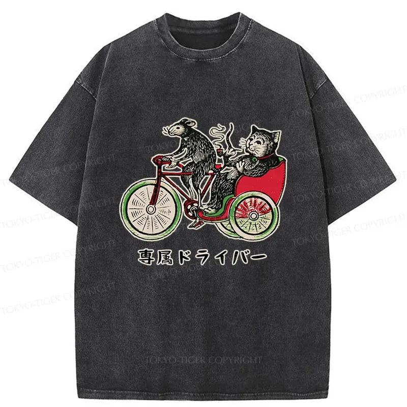 Tokyo-Tiger Cat’s Special Vehicle Washed T-Shirt