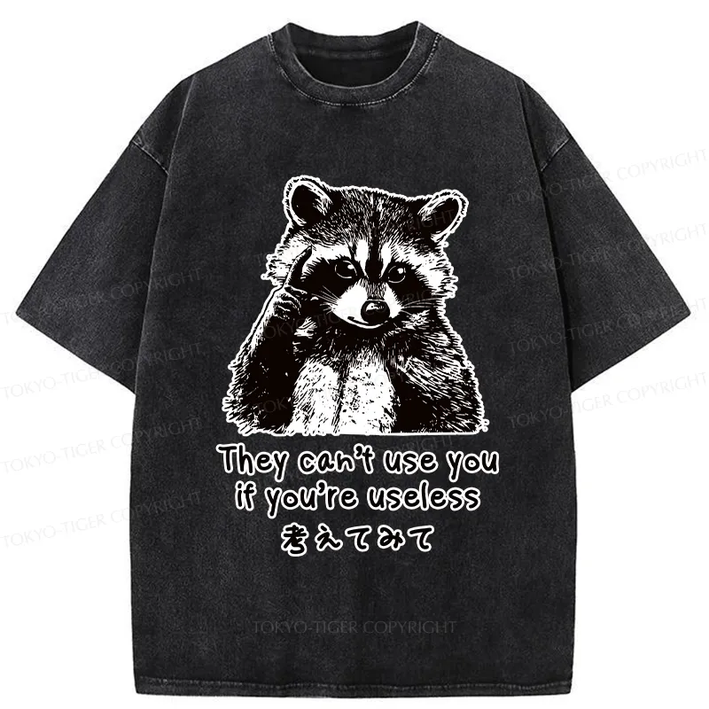 Tokyo-Tiger Funny Raccoon Quotes Washed T-Shirt