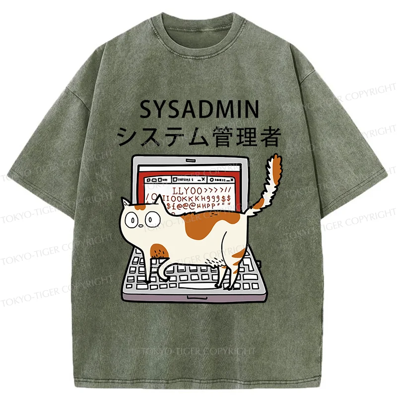 Tokyo-Tiger Naughty Cat Japan Washed T-Shirt